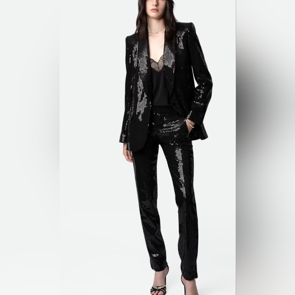 ZADIG & VOLTAIRE Sequin Black Blazer. NWT - Picture 3 of 12